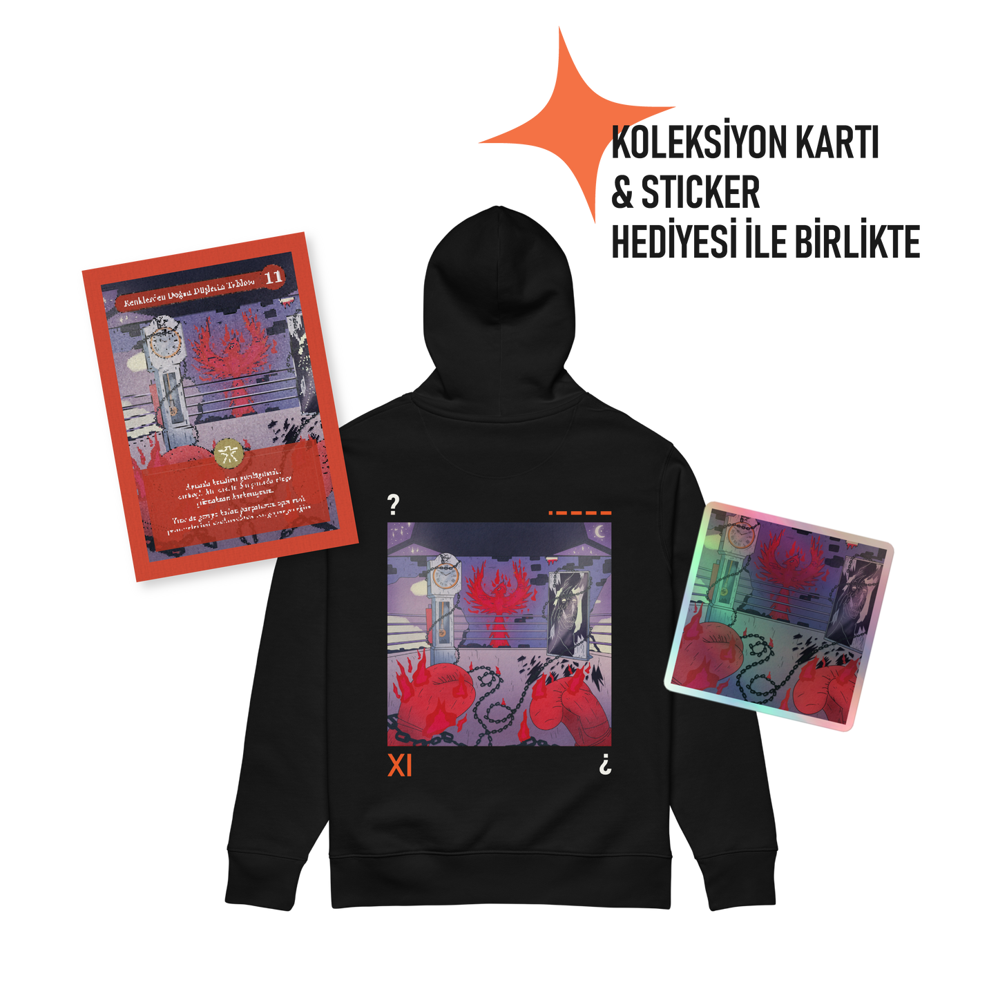 Pamuklu Hoodie | • – – – – /  XI